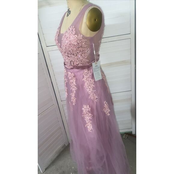 New W/ Tags Babyonline Dress Maxi Long Lilac Sequins V Back Prom Wedding Medium - Picture 7 of 12